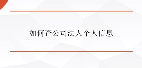 怎么查公司法人个人信息？